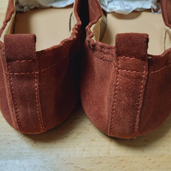 Sundance Bird of Flight Embroidered Rust Red Suede Ballet Flats Size 10 - Picture 4 of 8